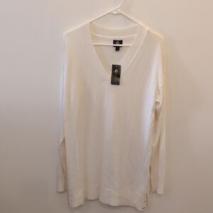 JM Collection Cream V-Neck Tunic